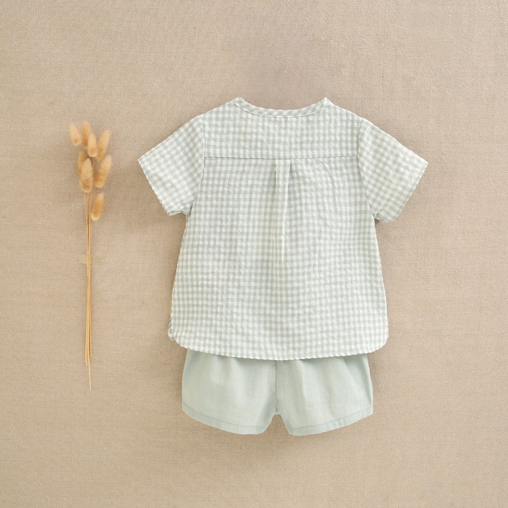 Conjunto bebé niño vichy verde pastel