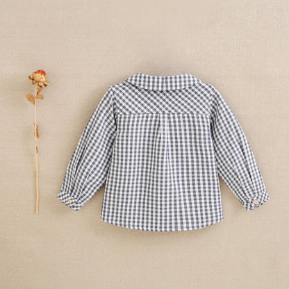 Camisa bebé niño cuadros vichy azul y blanco Colección Encantada