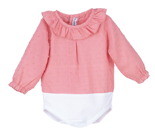 Body blusa plumeti manga larga color rosa nude