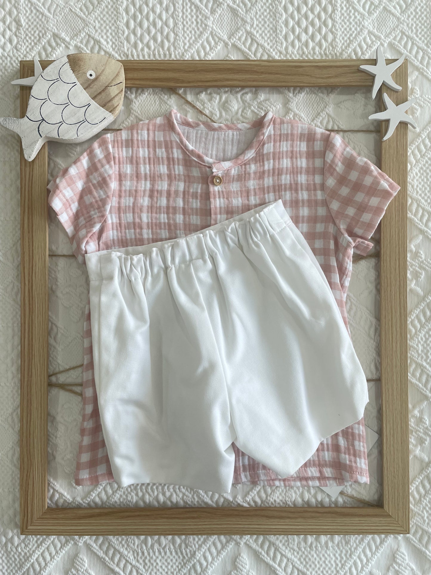 Conjunto niño camisa bambula vichy y pantalón