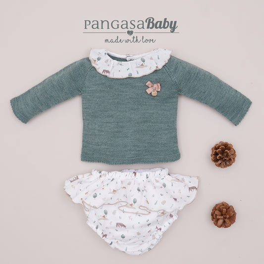 Conjunto braguita Colección Bambi Pangasa color verde olmo