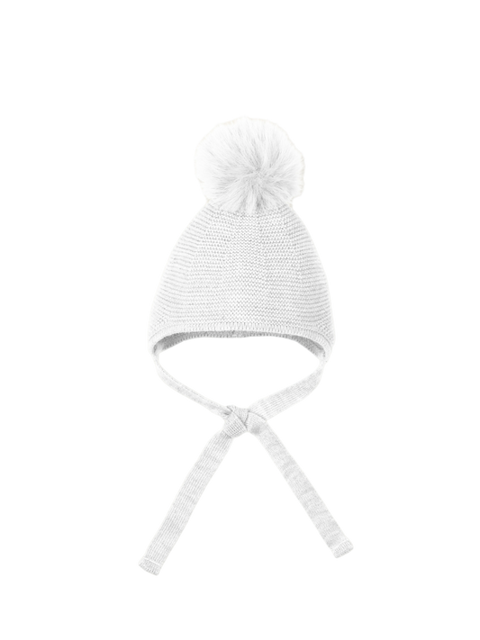 Gorro punto aviador Mac ilusión con pompón artificial desmontable color blanco